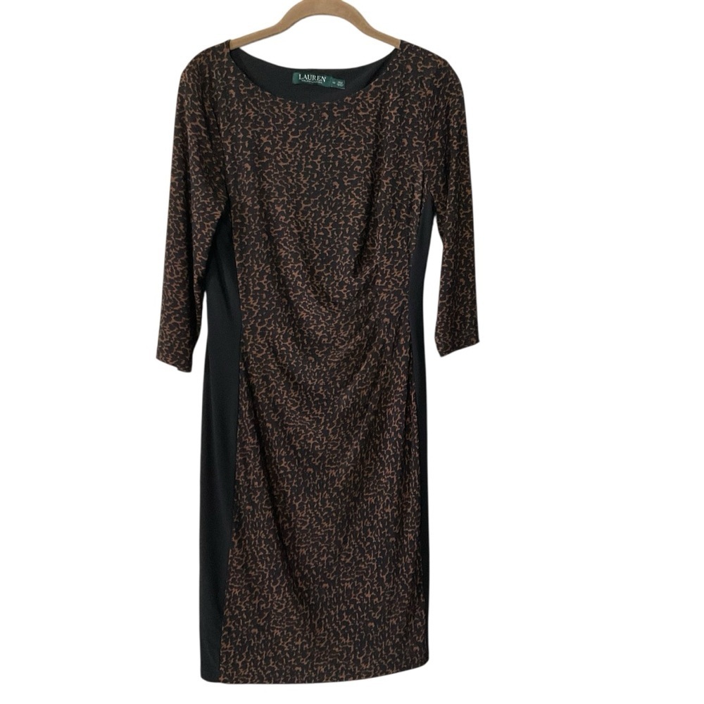Ralph Lauren Brown and Black Long Sleeve Sheath Dress